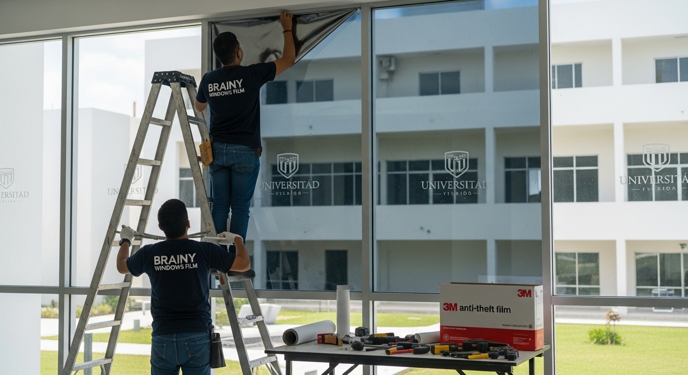 Pelicula decorativa 3M 29 Película antiasalto 3M instalada en Mérida Yucatán