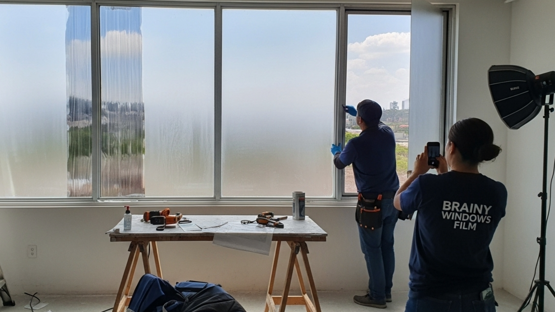 Proyectos 16 Ventana con película tipo esmerilado que difumina la vista sin bloquear la luz.