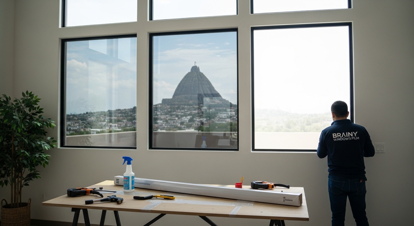 Instalador autorizado de 3M mostrando el logo y la calidad de las películas para ventanas en Naucalpan.