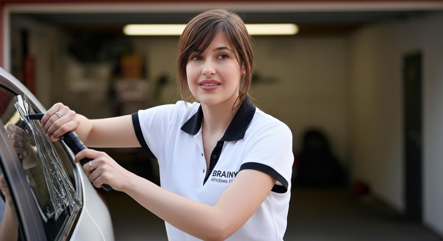 Instalación profesional de una pelicula de control solar para ventanas en un edificio de oficinas.