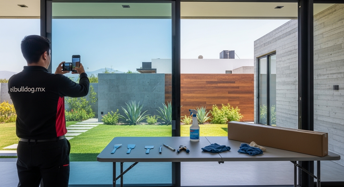 Vidrio de ventana con película de seguridad de 4 micras instalada en Querétaro.